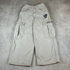 Vintage JNCO Cargo Pants Kids Size 8 Tan Flamehead Wide Leg Skater Mad Scientist